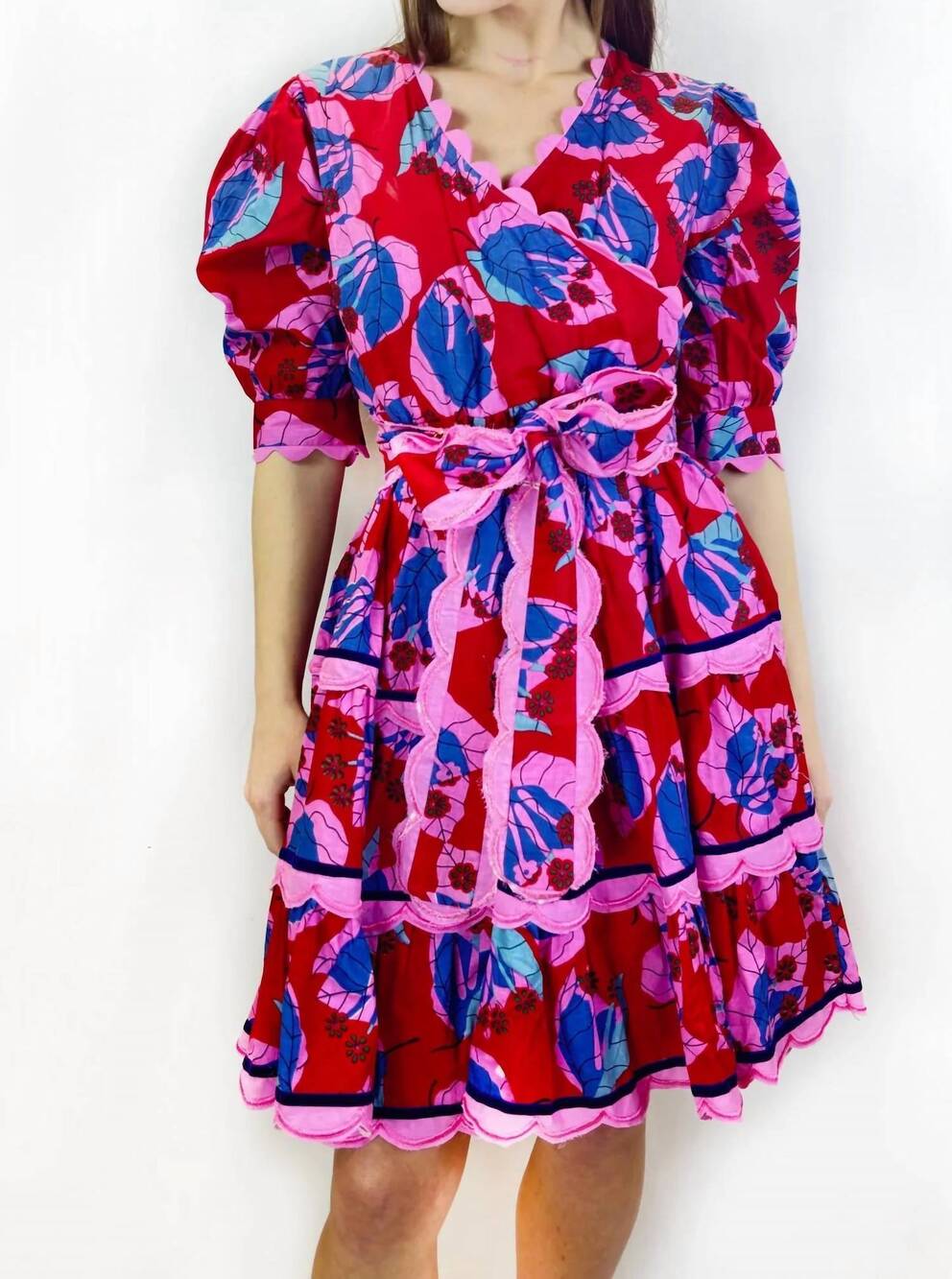 NEW FARYLINA camile mini dress in red, blue, pink